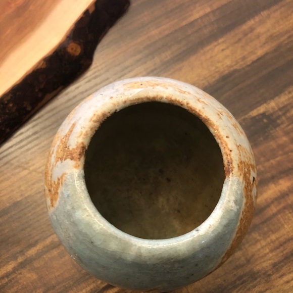 Rustic Brown and Baby Blue Ceramic Vase - Picture 12 of 14